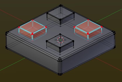 Two unconnected mesh pieces inside the same object, one of it selected by hovering mouse over it and pressing L