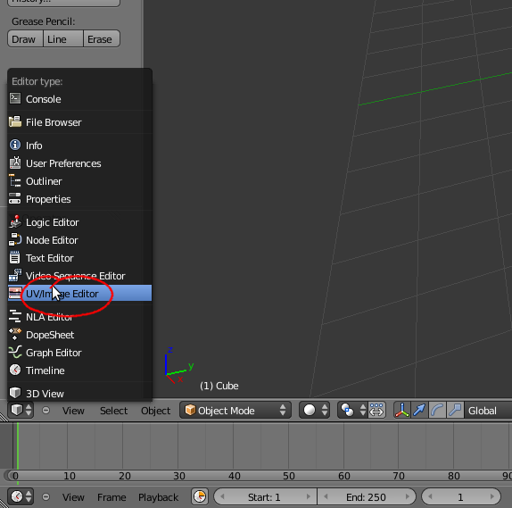 Shows how to go to UV/Image Editor.