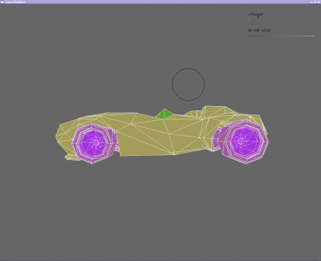Screenshot showing the Layer Painter application,  editing the "matsel" layer of the standard car model.