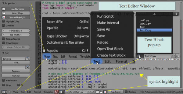 Fig 2. Text Editor Menus